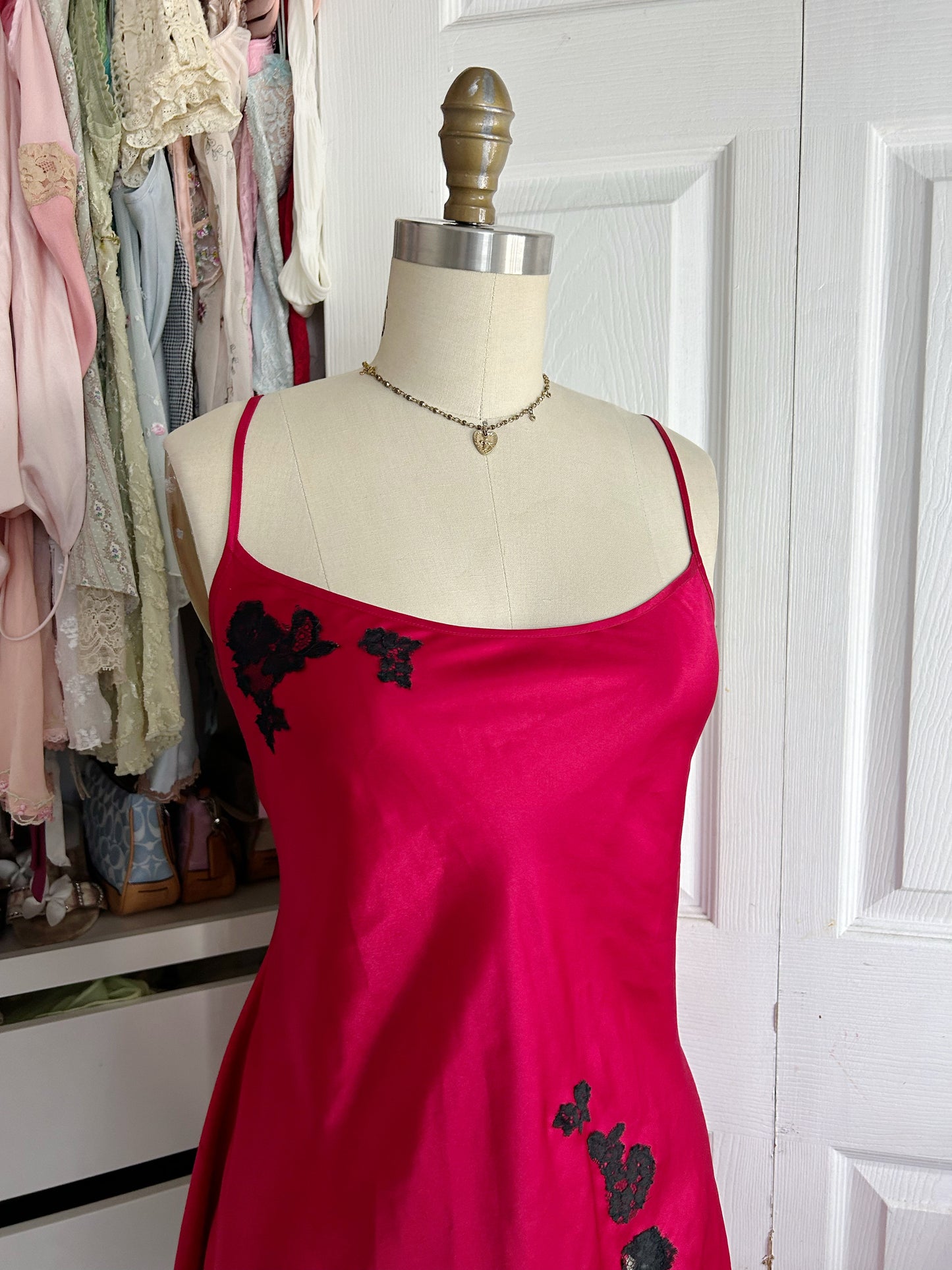 Victoria’s Secret Red Black Satin Slip