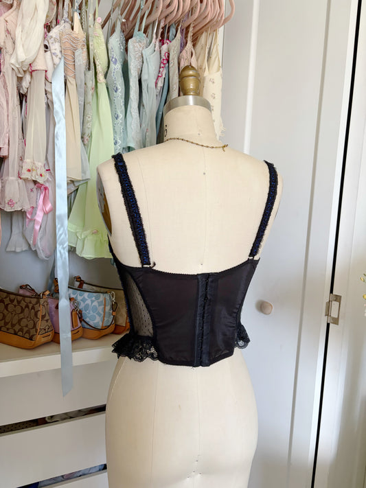 Black Blue Jezebel Vintage Corset Top