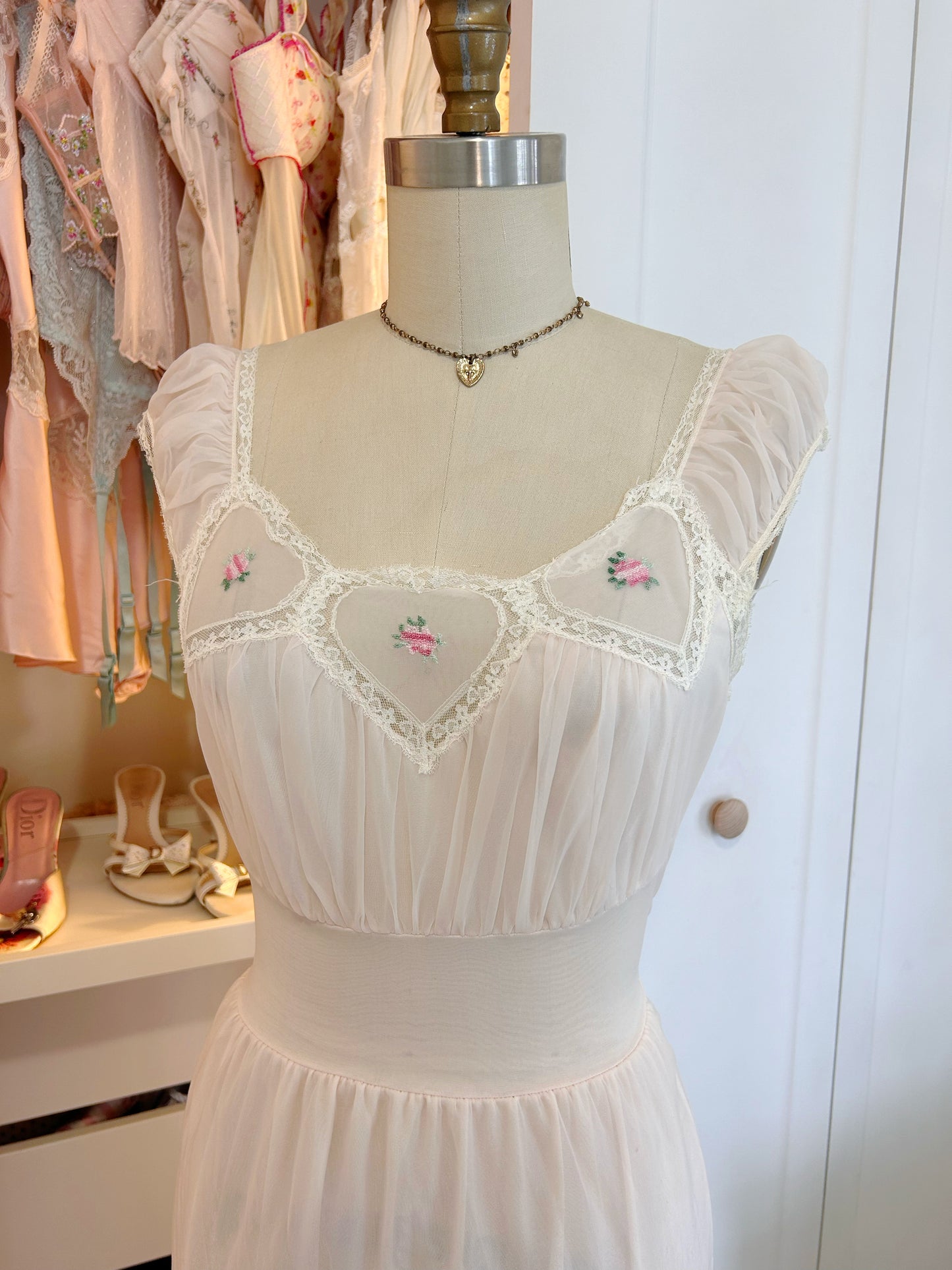 Vintage Pink Babydoll Dress Heart