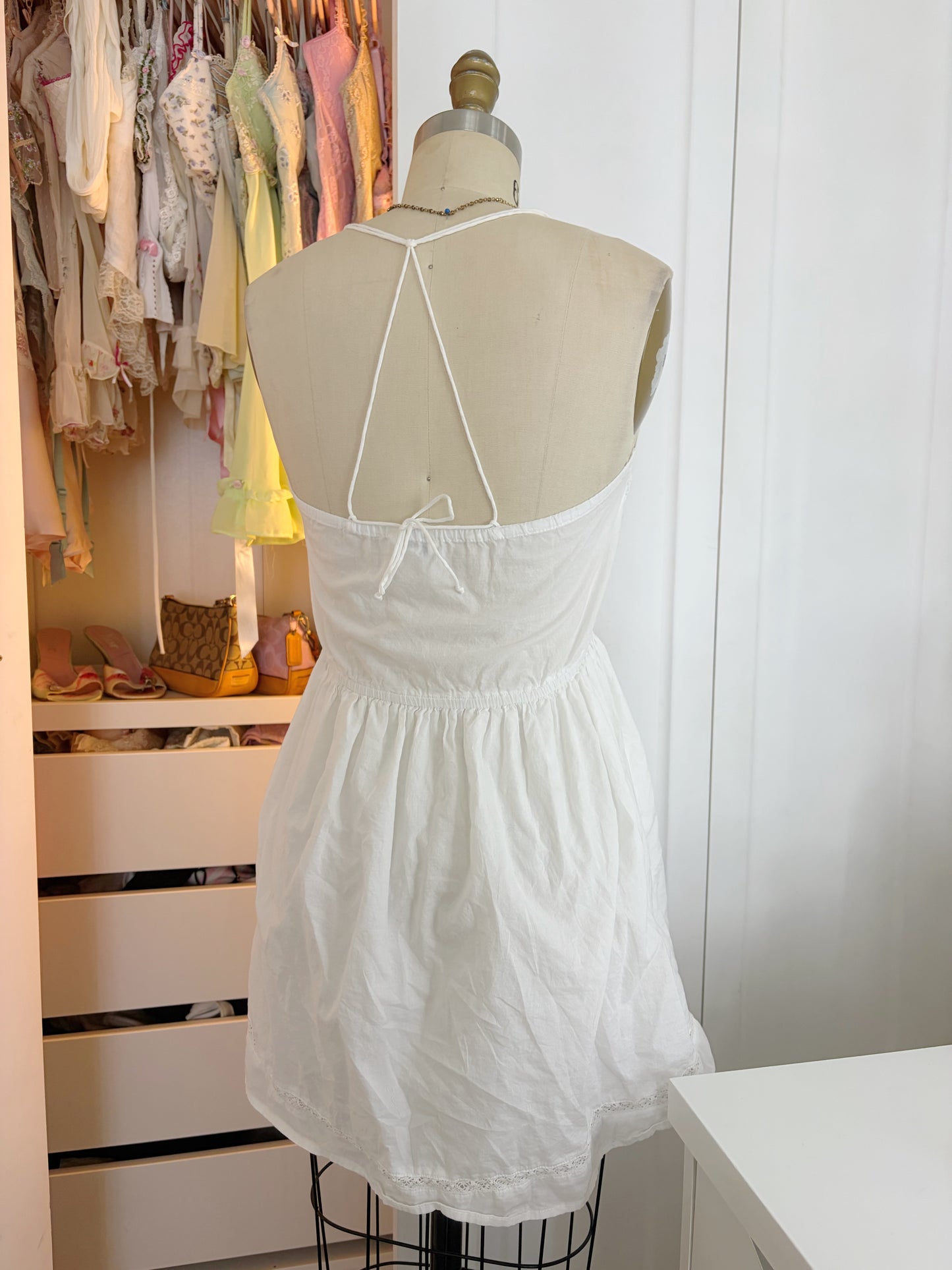 White babydoll mini eyelet dress