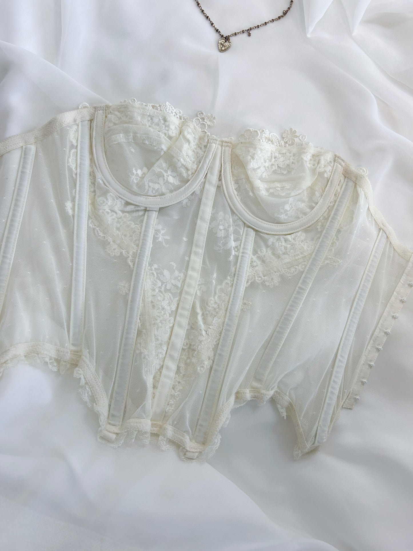 Rare VS 1980's Floral White Corset Top Size 36