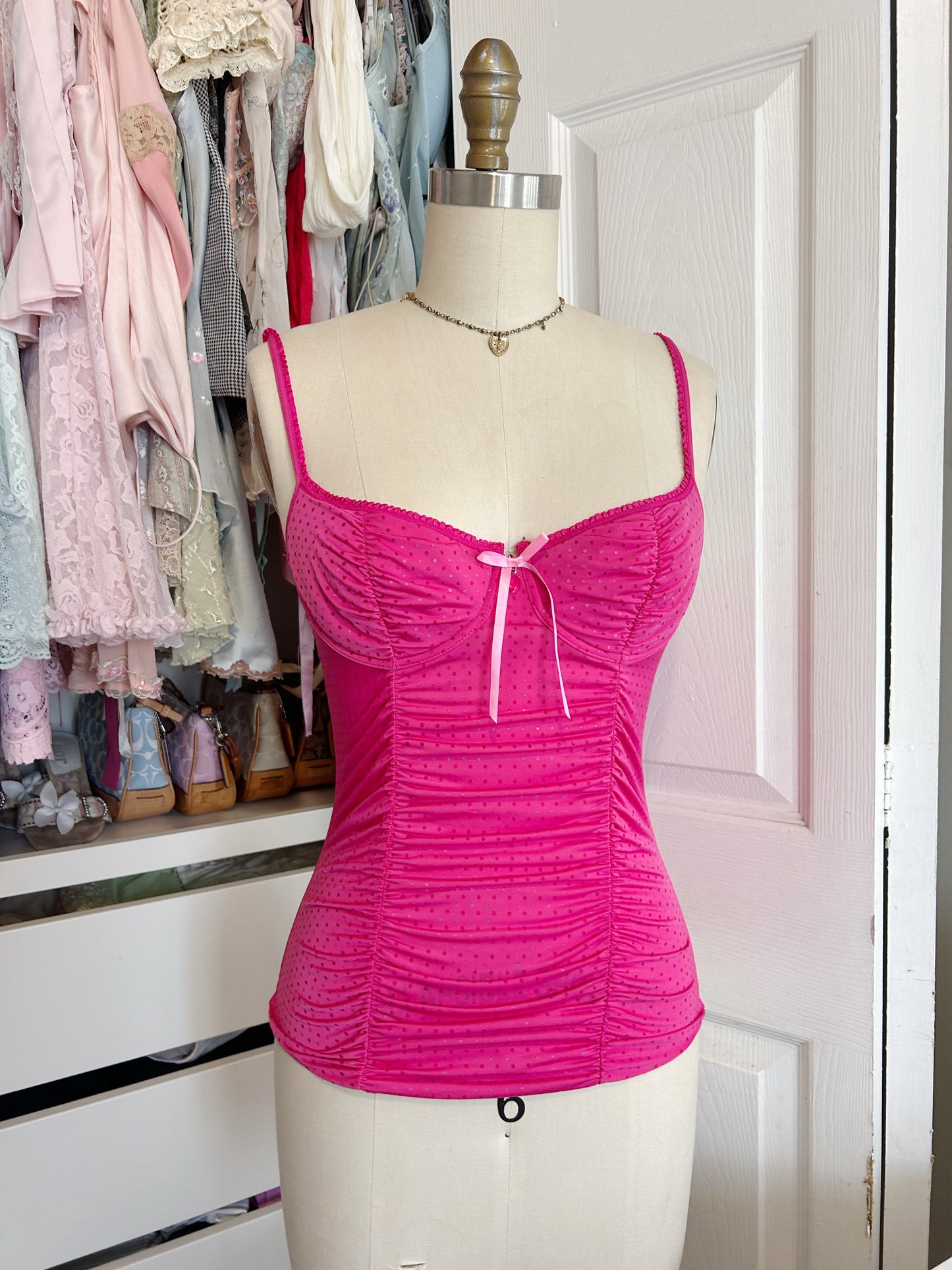 VS Polka Dot Cami Tank Top Pink