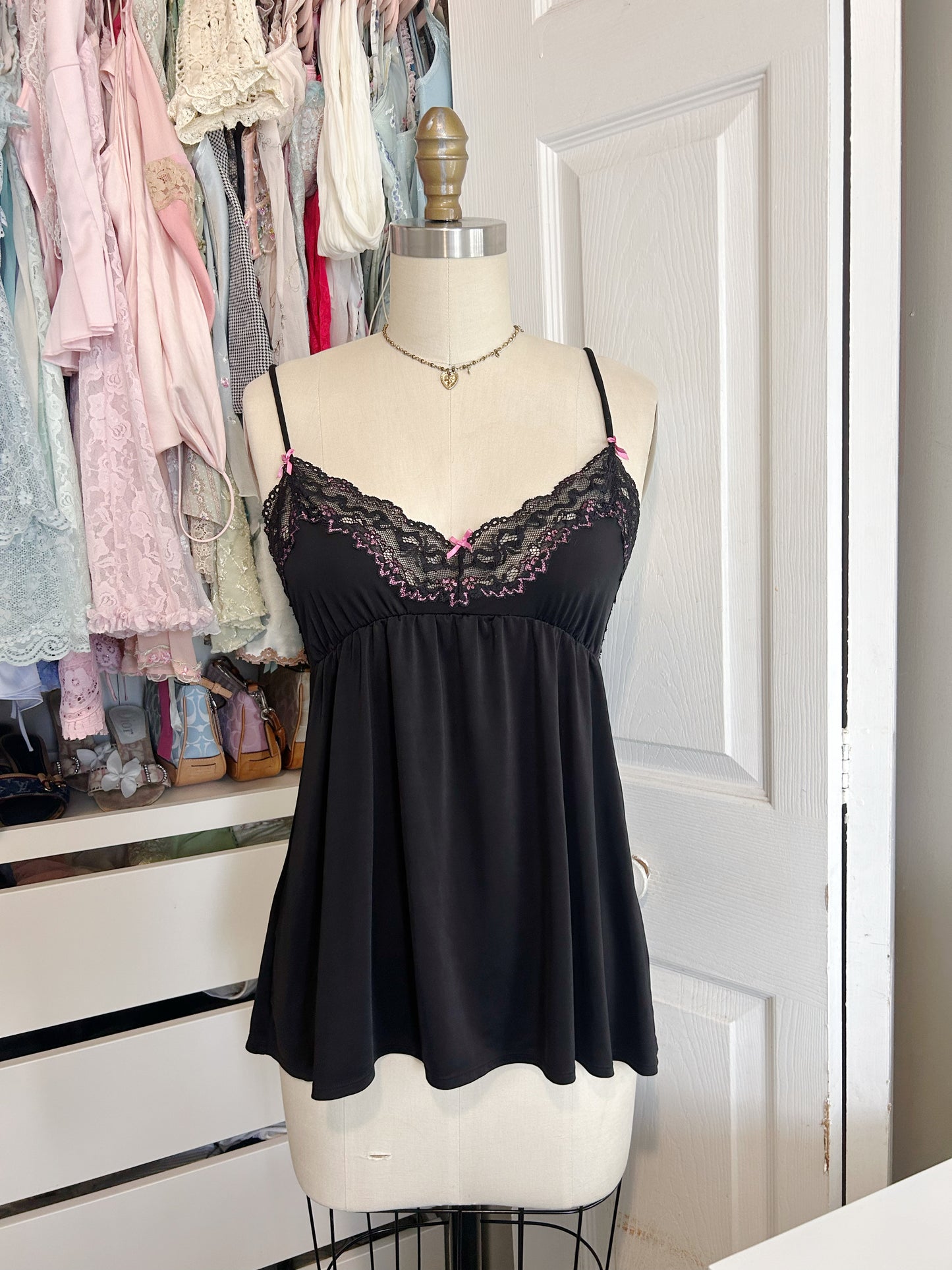 Betsey Johnson Black Pink Top