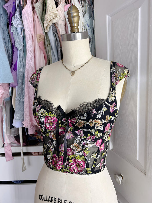 VS Black Floral Bustier