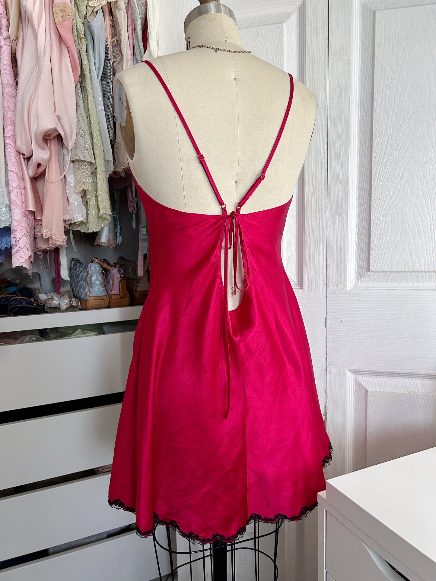 Victoria’s Secret Red Black Satin Slip