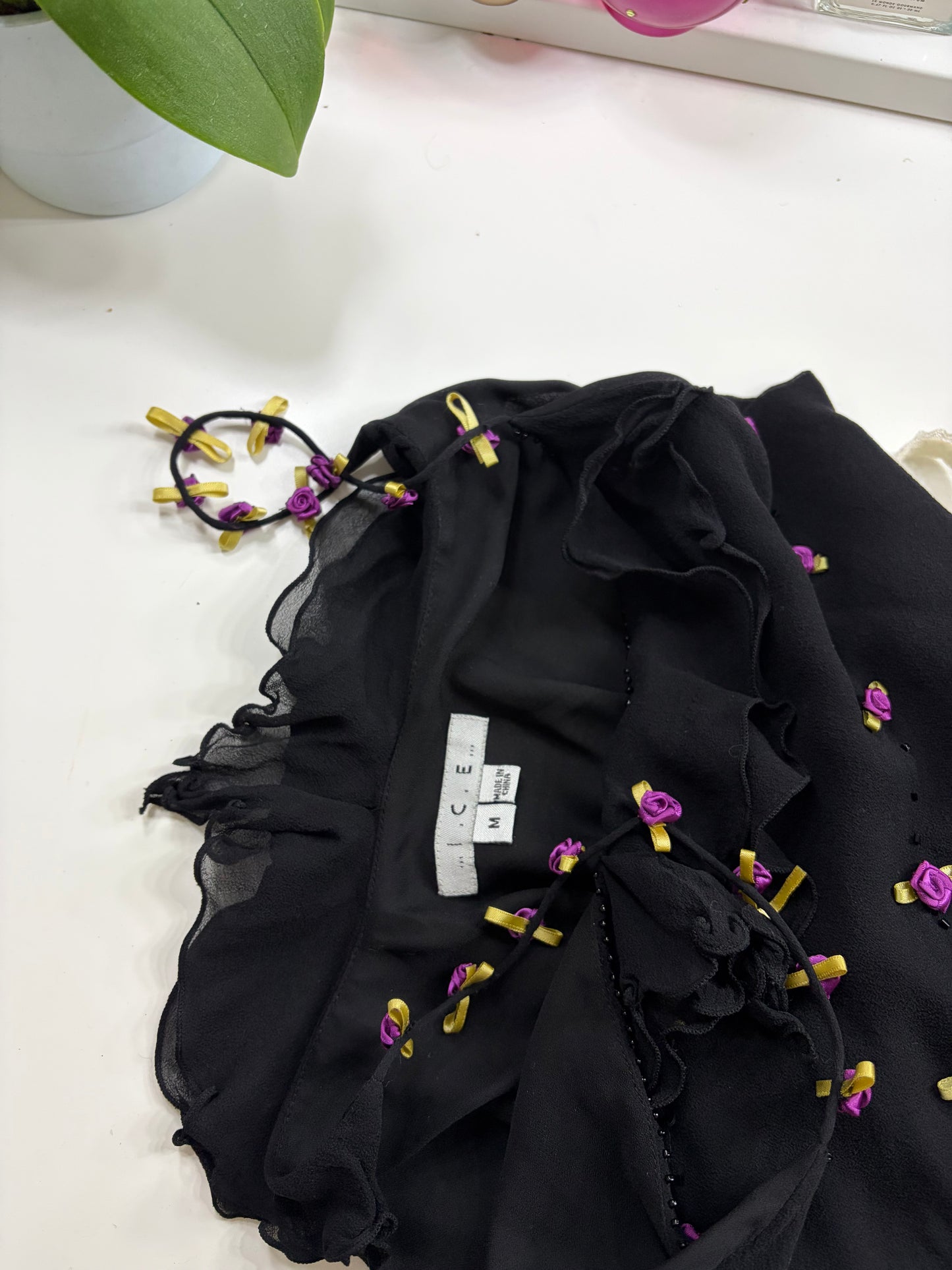 Silk Black Rose Top