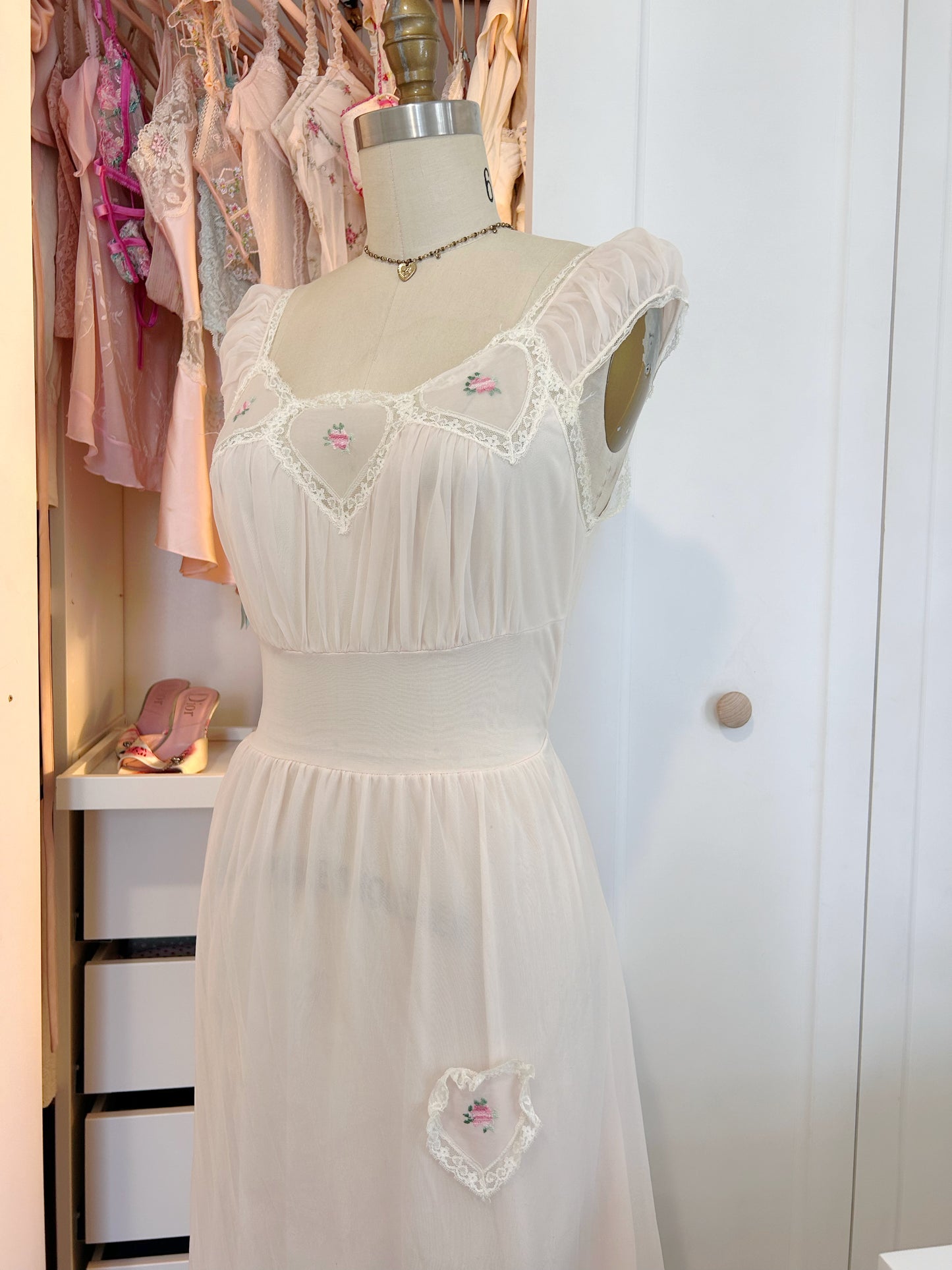 Vintage Pink Babydoll Dress Heart
