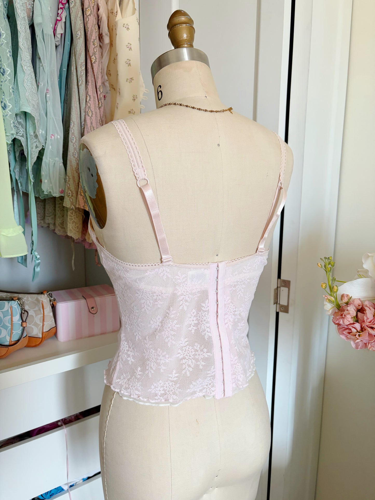 Vintage Rampage Pink & White Lace Bustier
