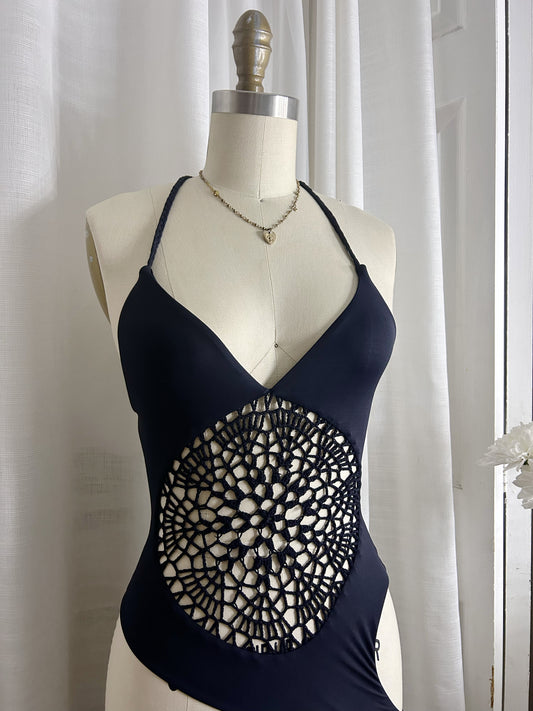 Frankie’s Bikinis Crotchet Black One piece