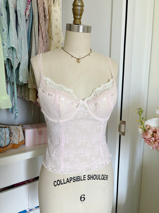 Vintage Rampage Pink & White Lace Bustier