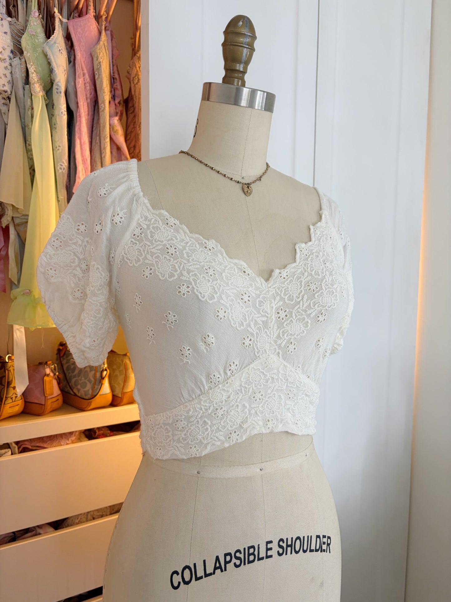 Free People White Eyelet Top