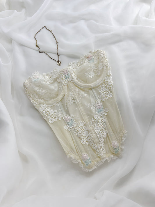 Rare VS 1980's Floral Corset Top Size 34