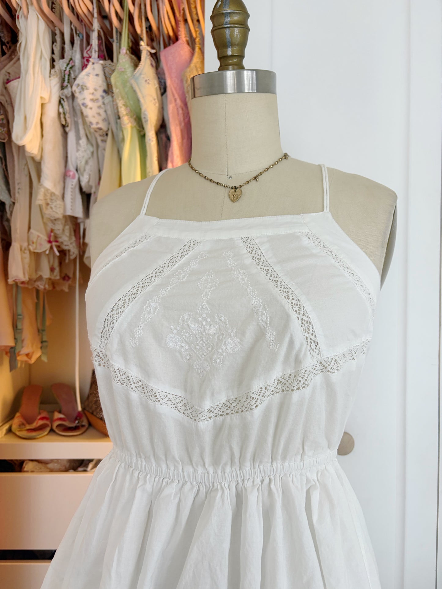 White babydoll mini eyelet dress