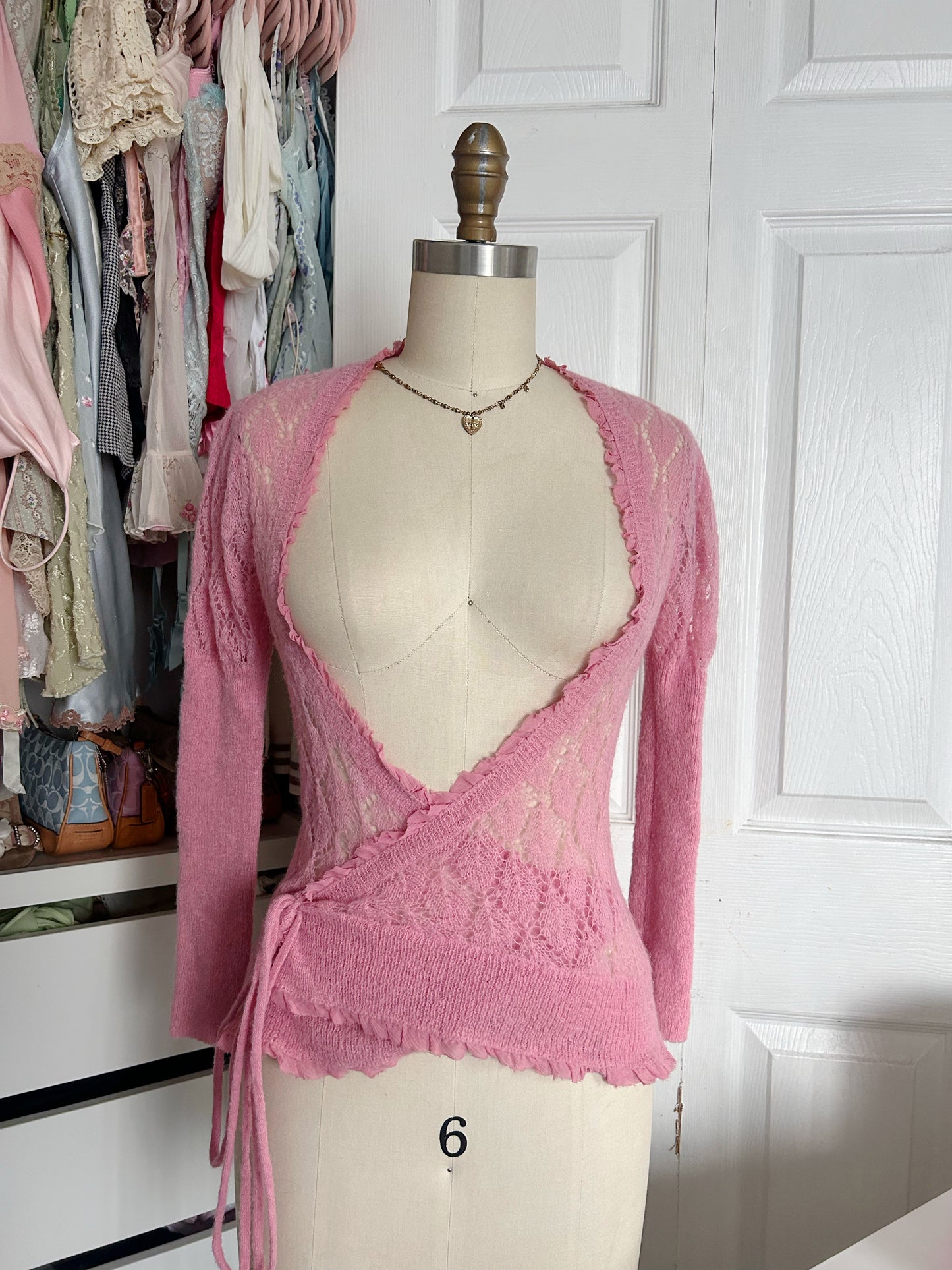 Mohair Knitted VS Pink Wrap Top