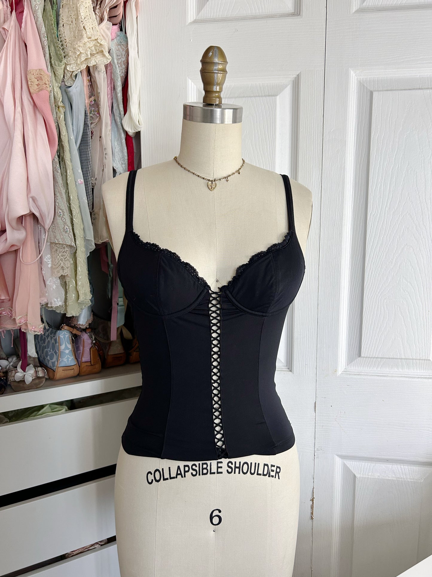 Vintage Frederick of Hollywood Black Corset Top