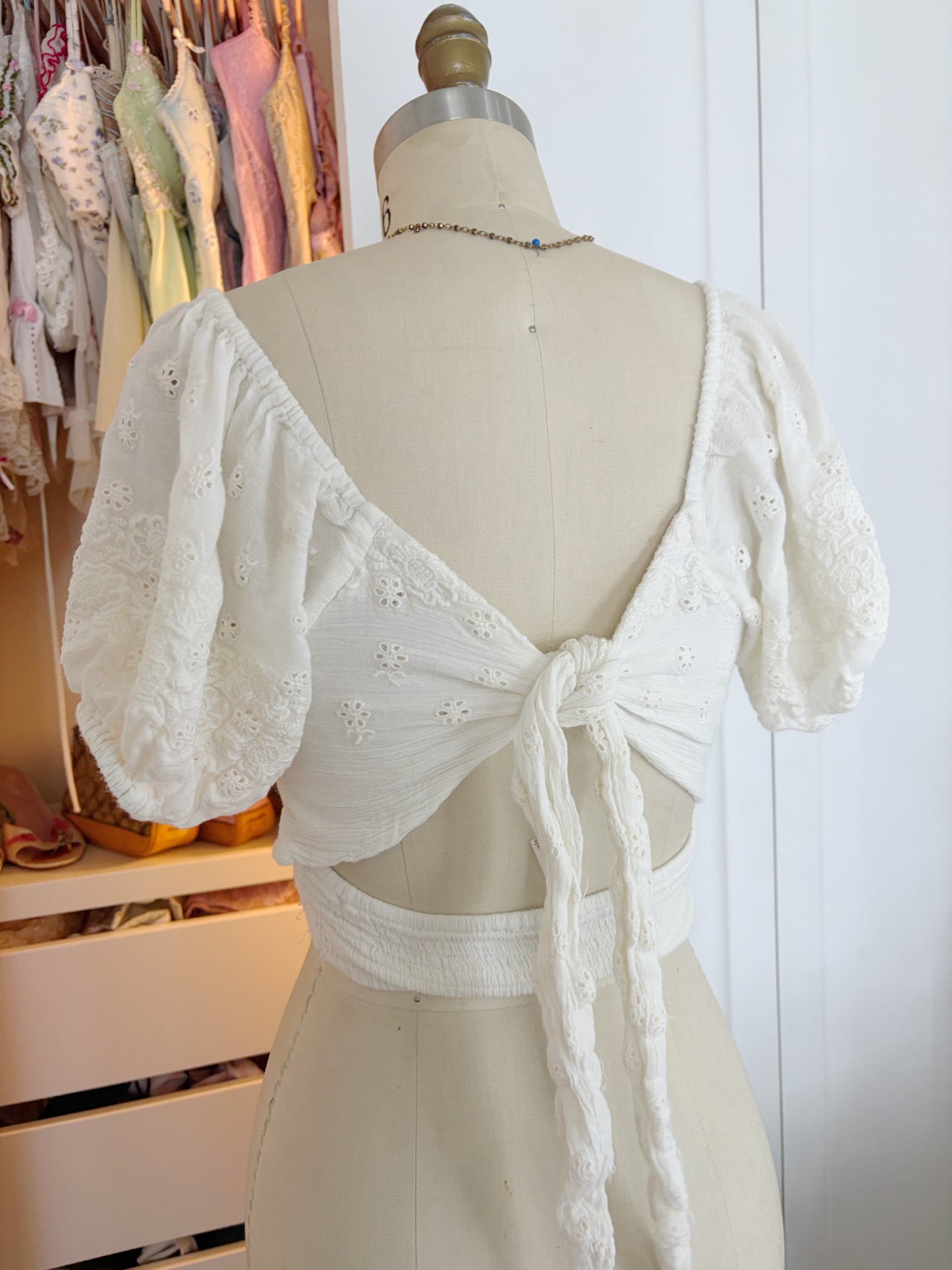 Free People White Eyelet Top