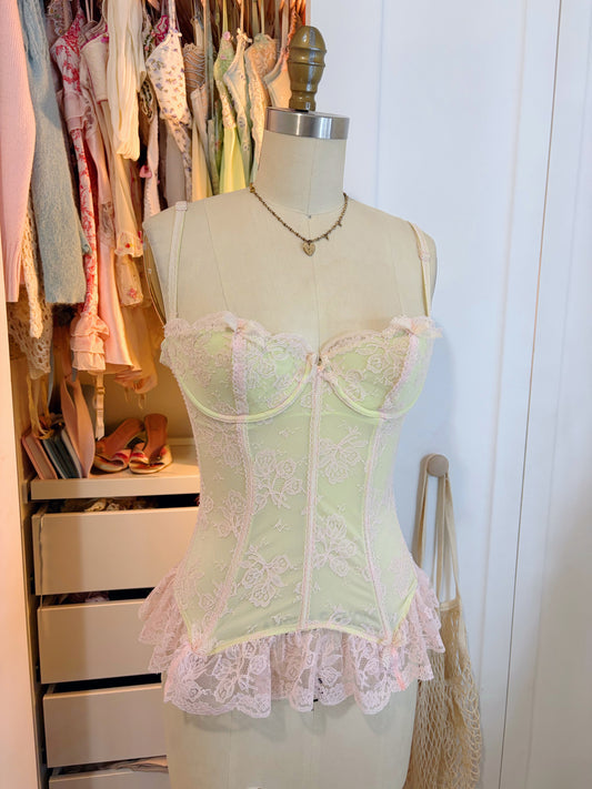 Designer Chantal Thomass Green & Pink Corset