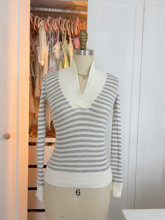 American Eagle Outfitters Stripped Waffle Knit Top