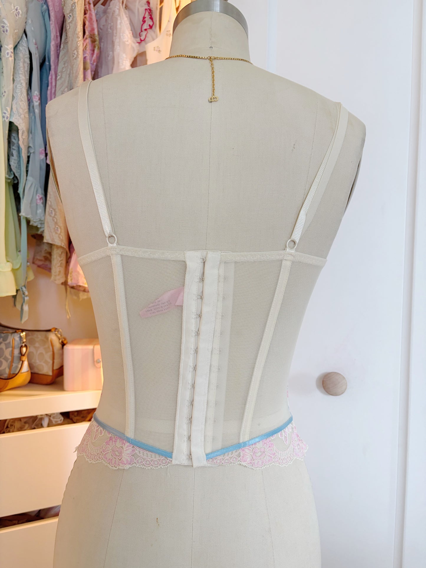 Rare Sophie B Gossip Girl Top in Cream & Pink