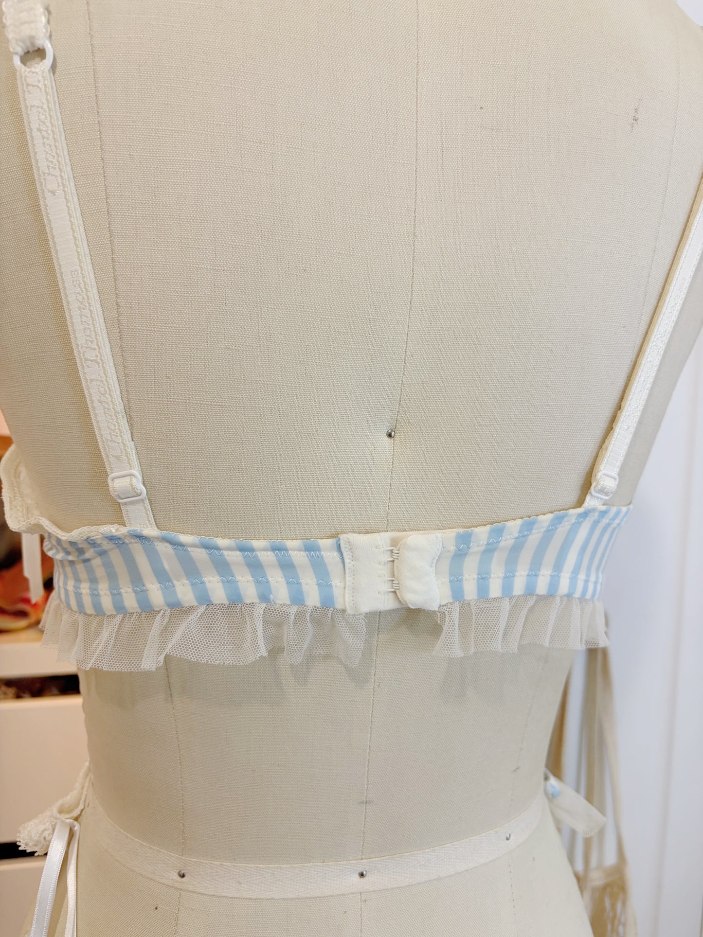 Designer Chantal Thomass Pin stripe blue Bra Set