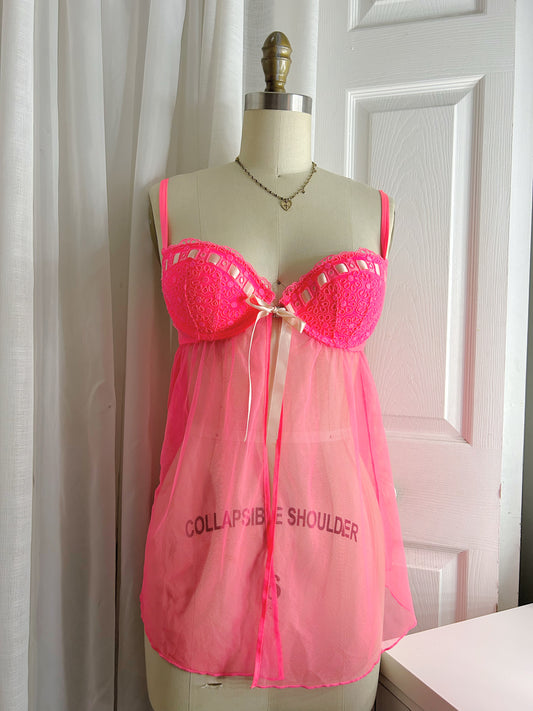 VS NWT Hot Pink Babydoll Split Top