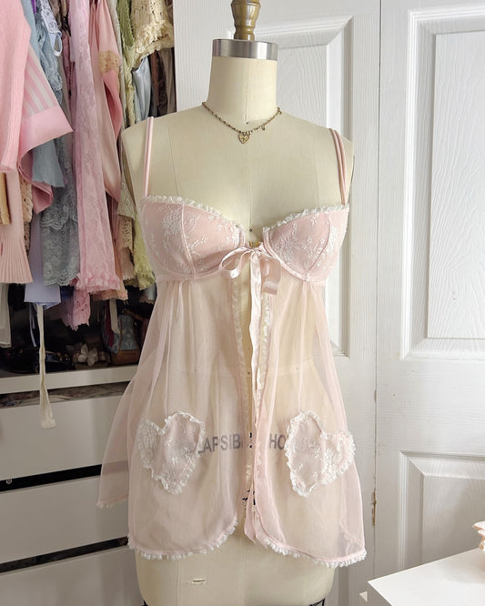 Victoria’s Secret Pink Heart Lace Babydoll Slip