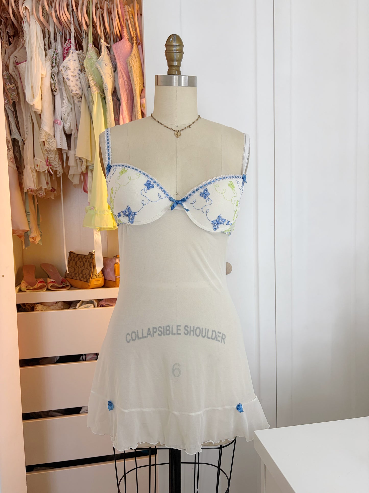 White Lingerie Floral Slip dress