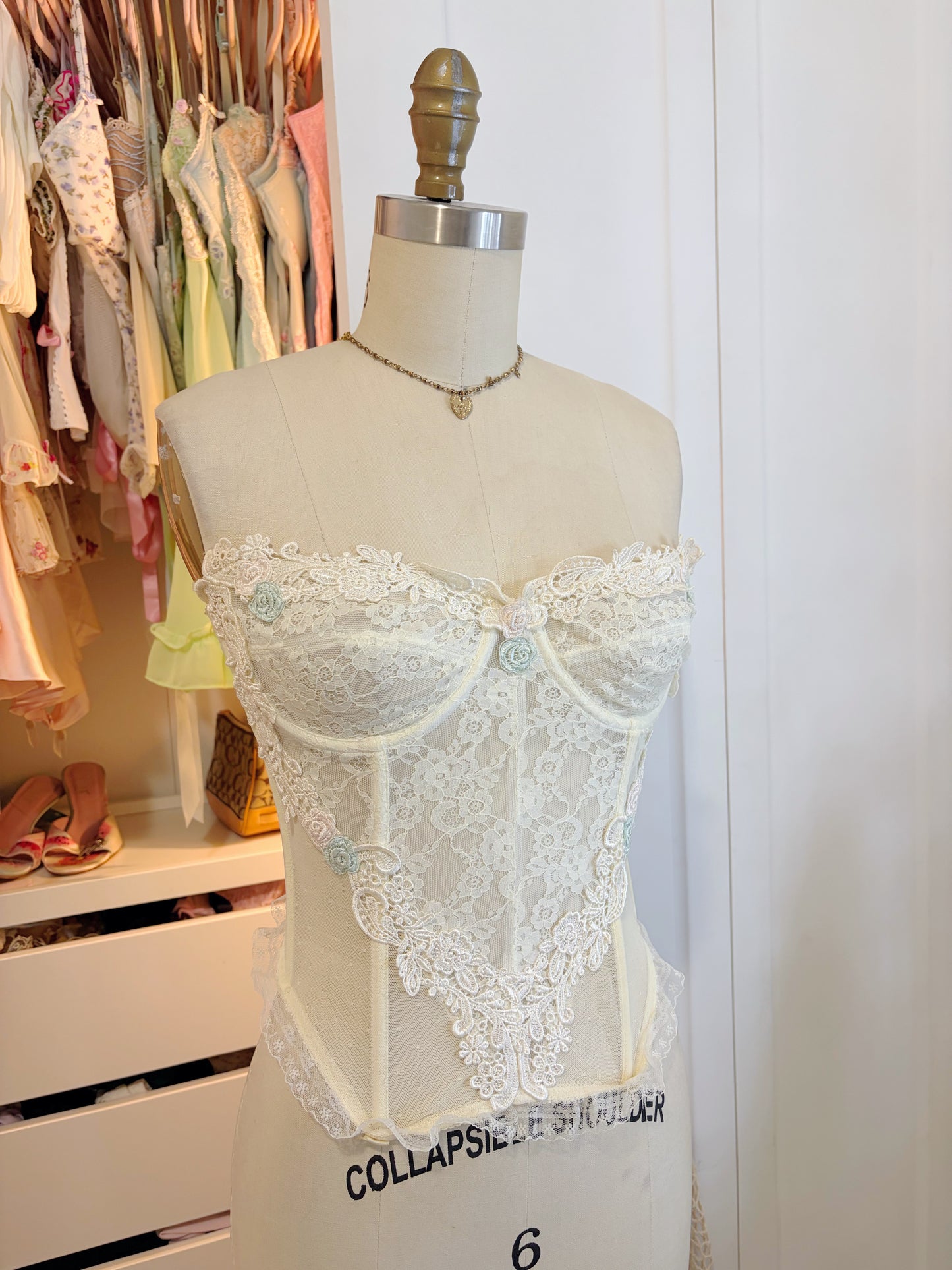 Rare VS 1980's Floral Corset Top Size 36