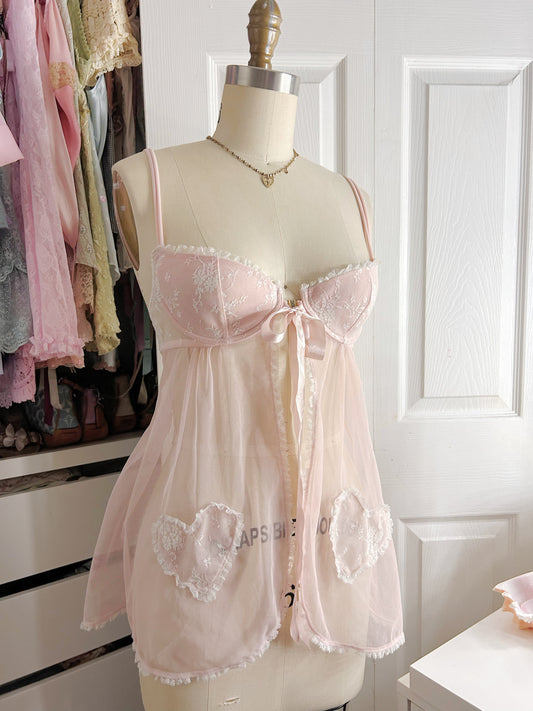Victoria’s Secret Pink Heart Lace Babydoll Slip