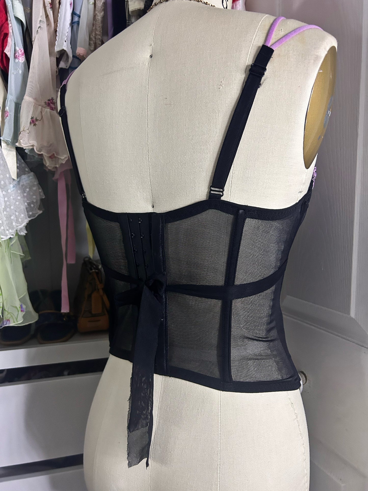 Black Purple Bustier Top