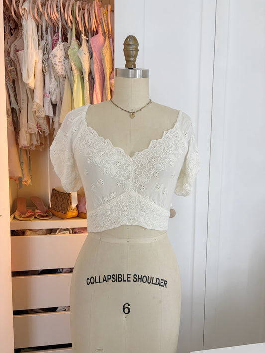 Free People White Eyelet Top