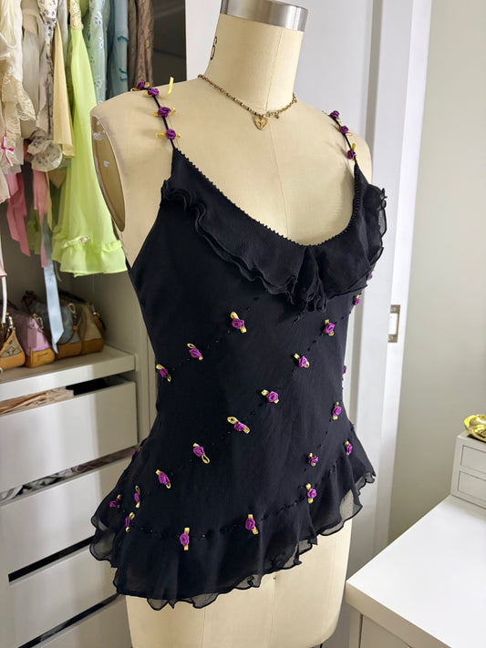 Silk Black Rose Top