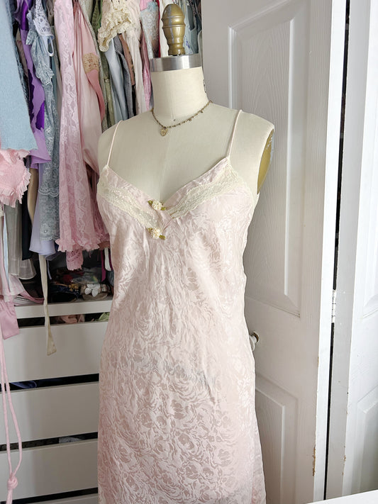 Pink Silk long gown slip