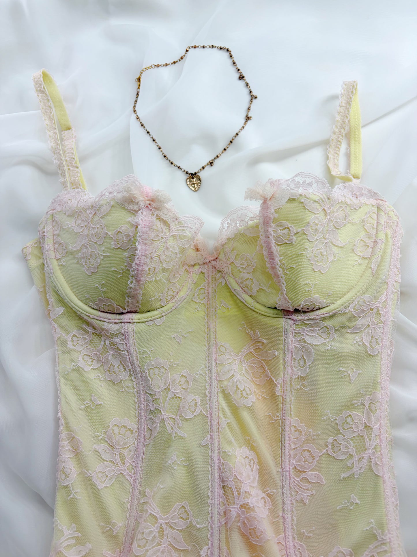 Designer Chantal Thomass Green & Pink Corset