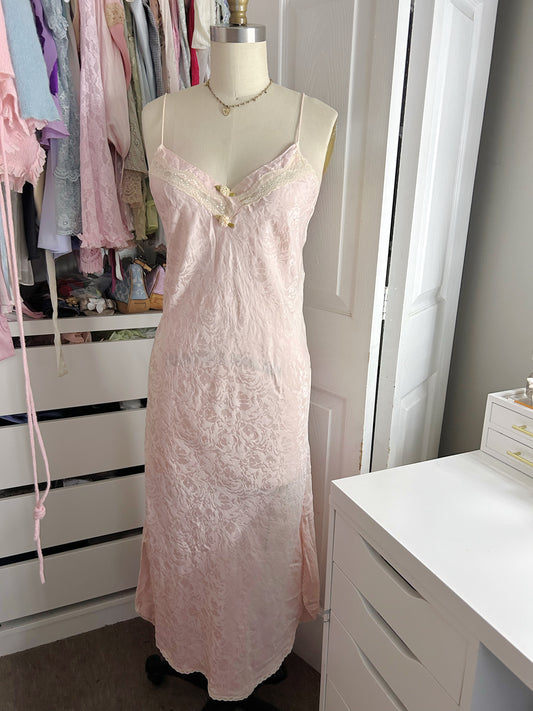 Pink Silk long gown slip