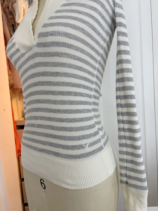 American Eagle Outfitters Stripped Waffle Knit Top