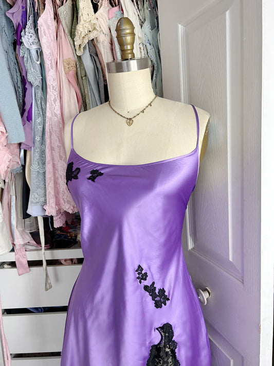 VS Purple & Black Satin Slip