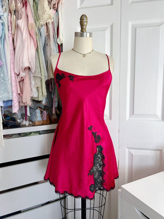 Victoria’s Secret Red Black Satin Slip