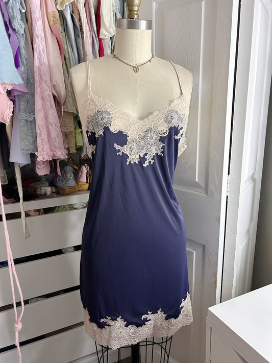 Navy Blue & Cream Slip Dress