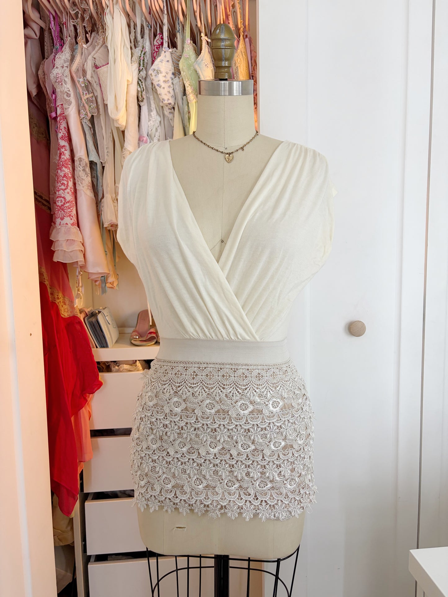 Cream & Beige Mini Dress