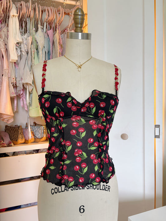 Black & Red Cherry Bustier