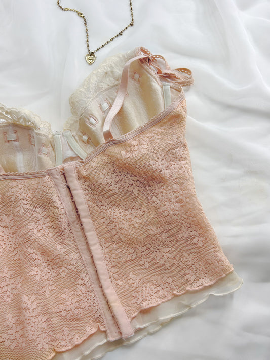Rare Pink Lace Bustier Top